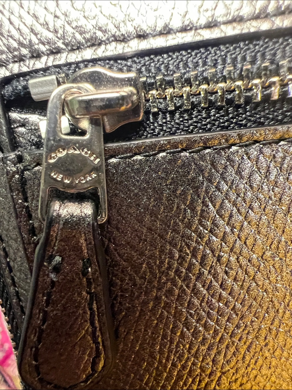 Coach NIB Metallic Gunmetal Zip Wristlet Wallet - Picture 6 of 11